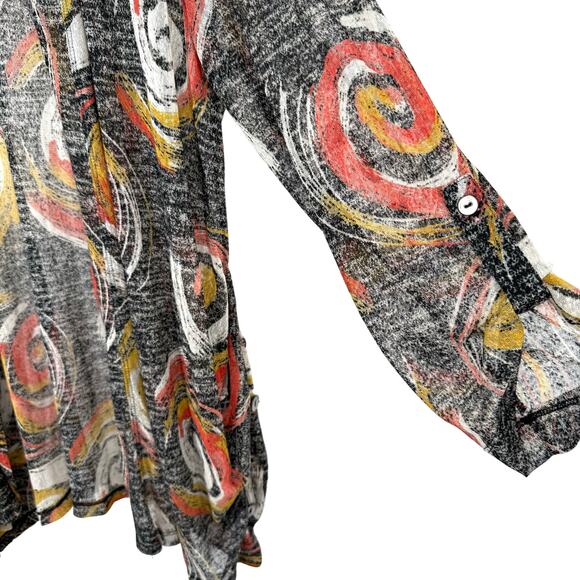 Ali Miles Sz XL Open Front Wearable Art Abstract Blouse Shirt Top Artsy Sheer - Picture 8 of 9